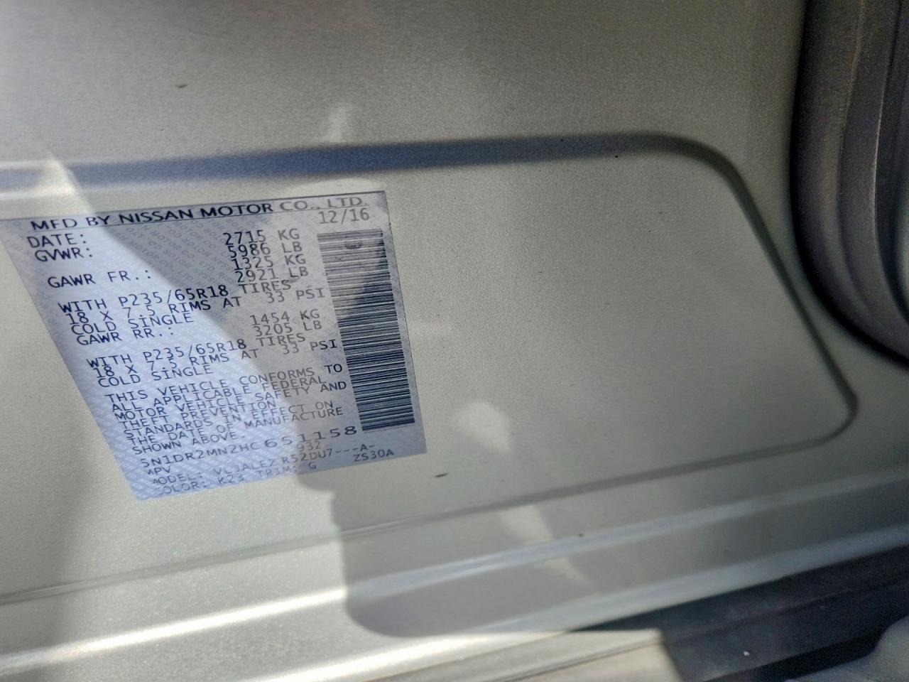 2017 NISSAN PATHFINDER S photo 13