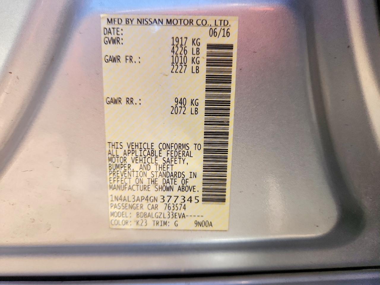 2016 NISSAN ALTIMA 2.5 S photo 23