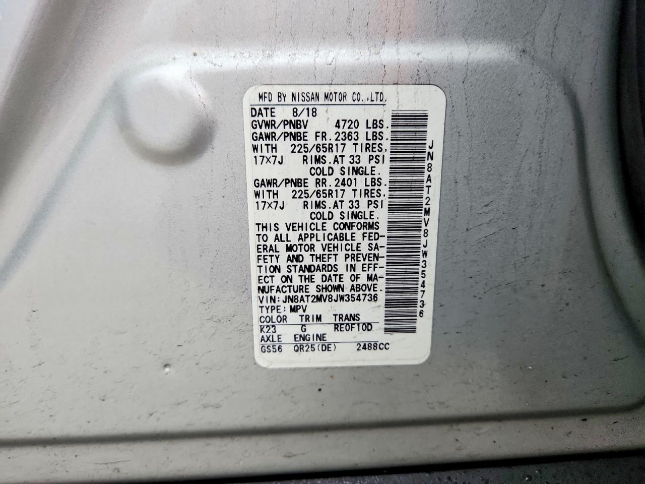 2018 NISSAN ROGUE SV photo 25