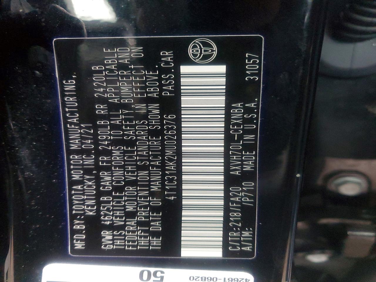 2021 TOYOTA CAMRY LE photo 13