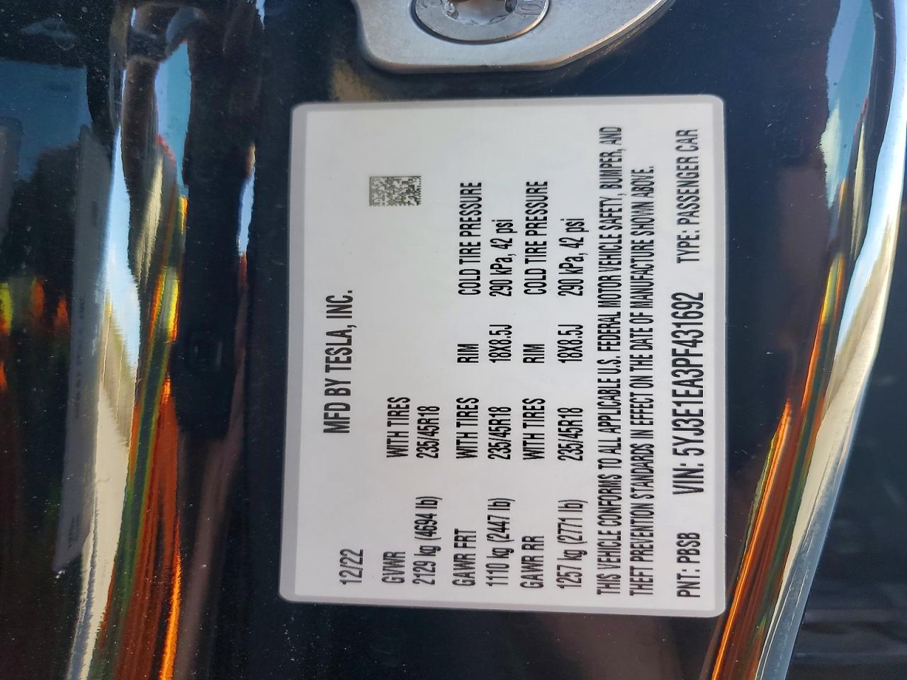 2023 TESLA MODEL 3 photo 23