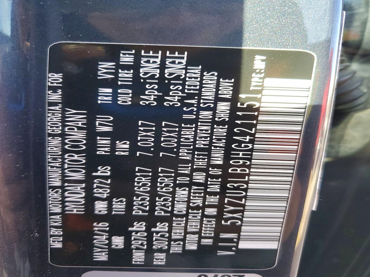 2017 HYUNDAI SANTA FE SPORT 2.4L photo 37