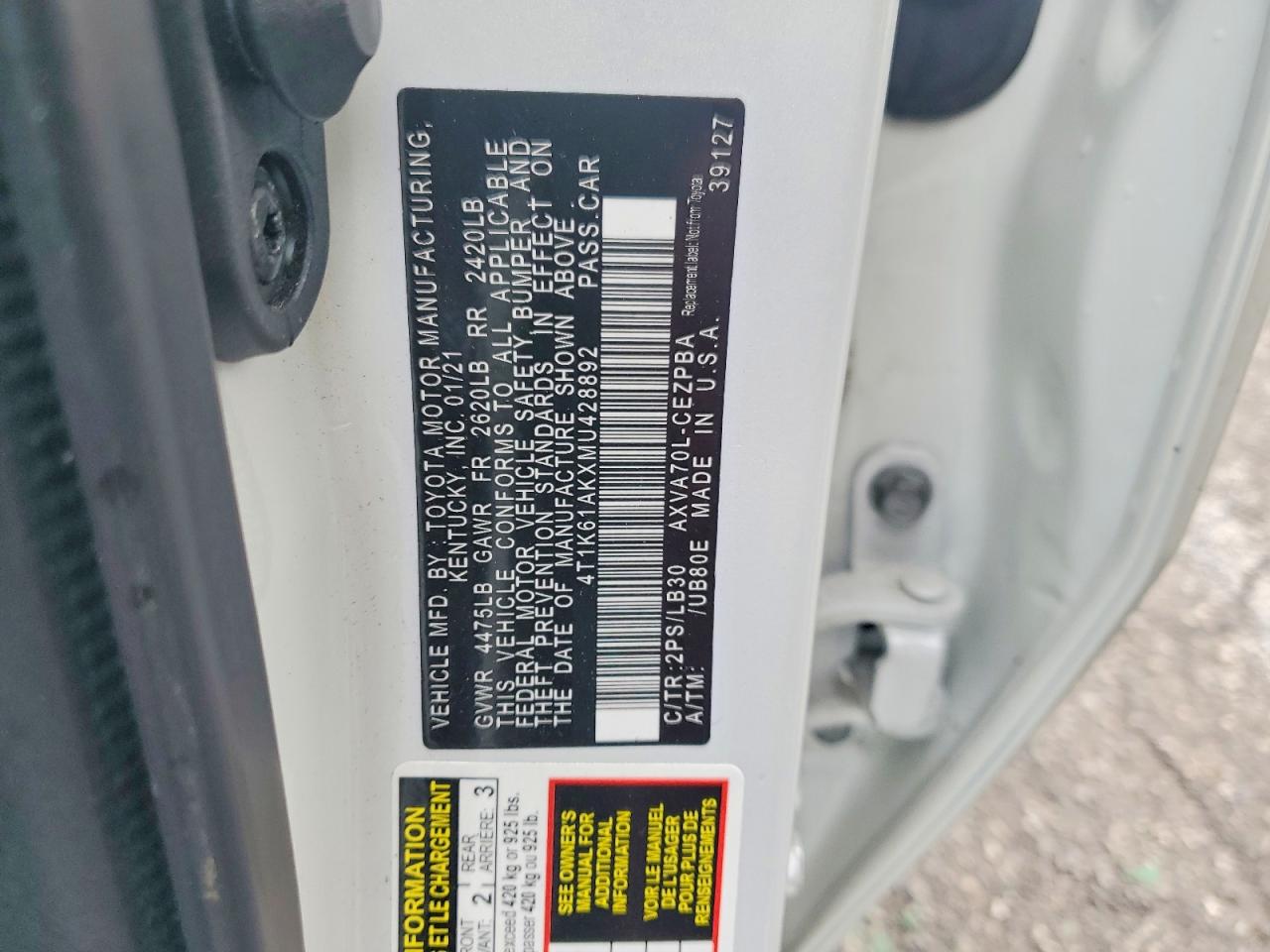 2021 TOYOTA CAMRY XSE photo 12