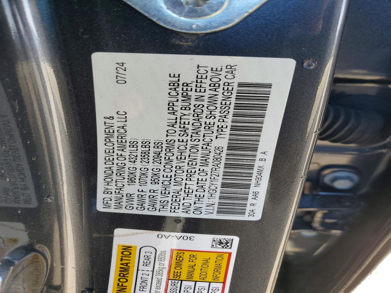 2024 HONDA ACCORD LX photo 13
