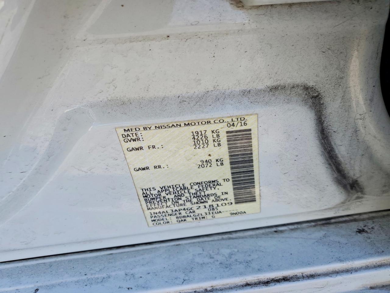 2016 NISSAN ALTIMA 2.5 photo 34