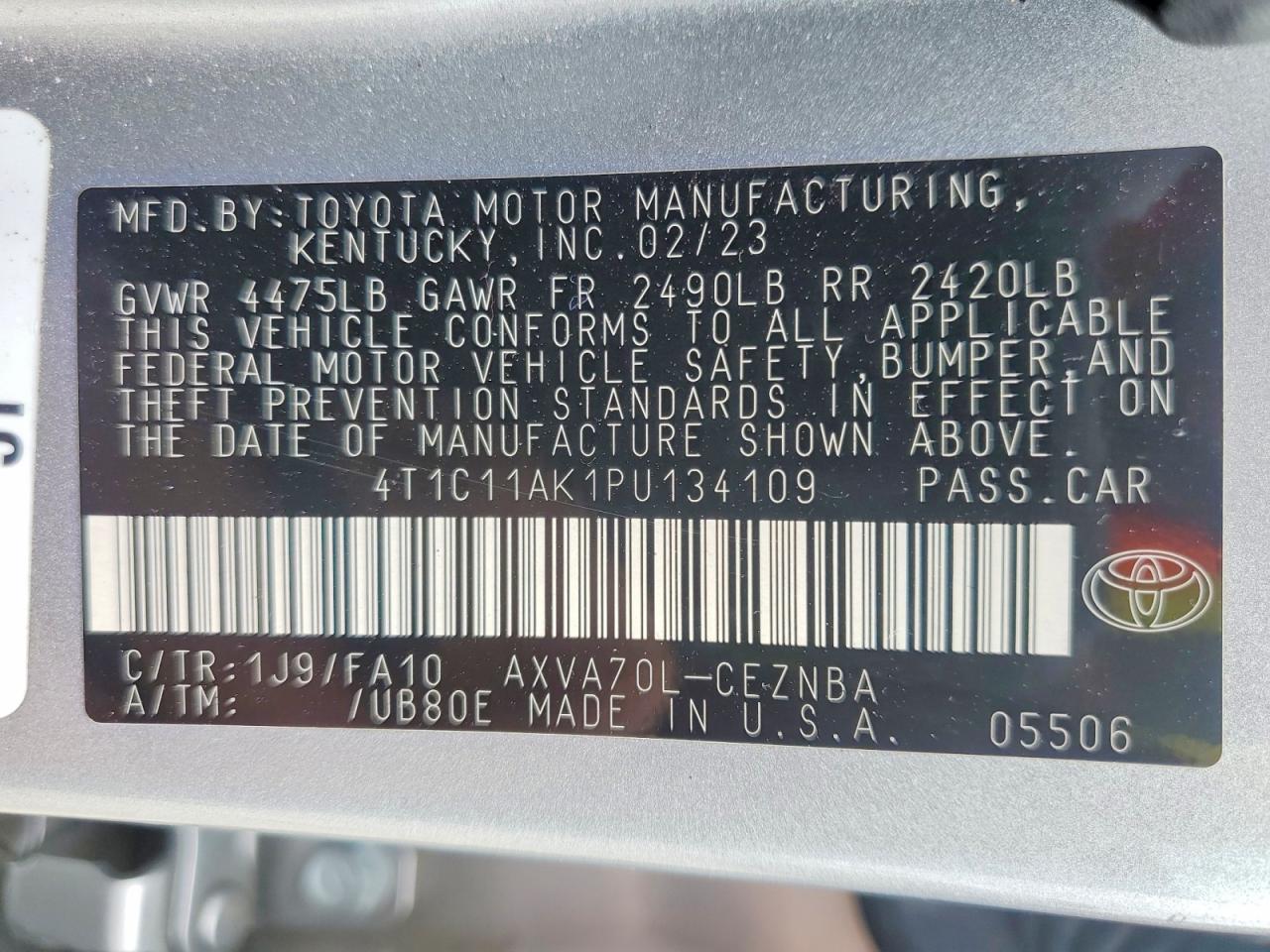 2023 TOYOTA CAMRY LE photo 12