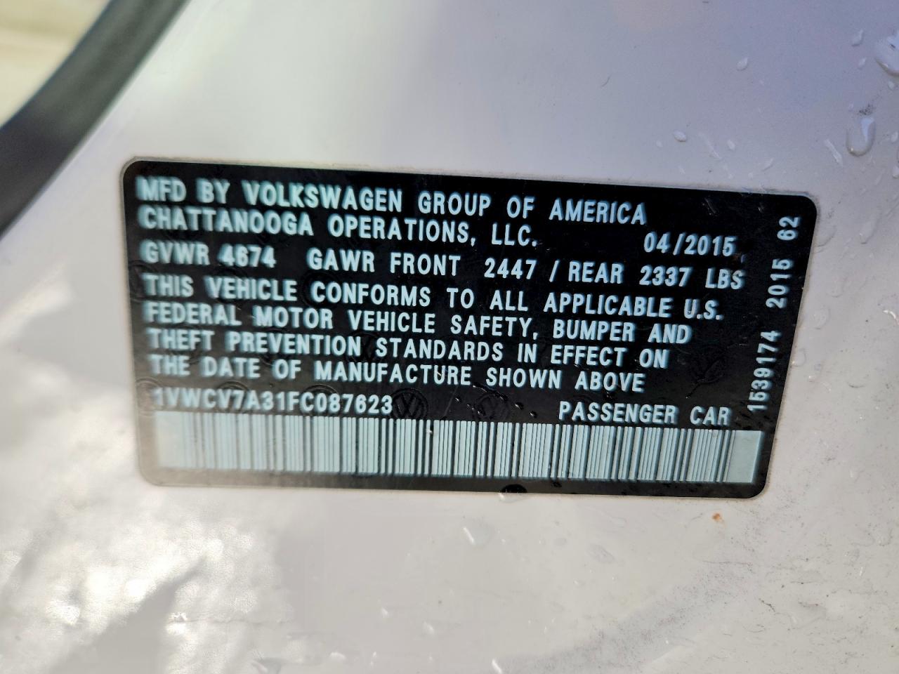 2015 VOLKSWAGEN PASSAT SEL photo 12