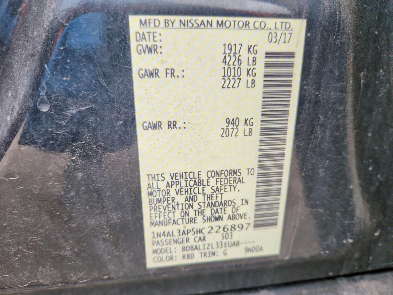 2017 NISSAN ALTIMA 2.5 SV photo 23