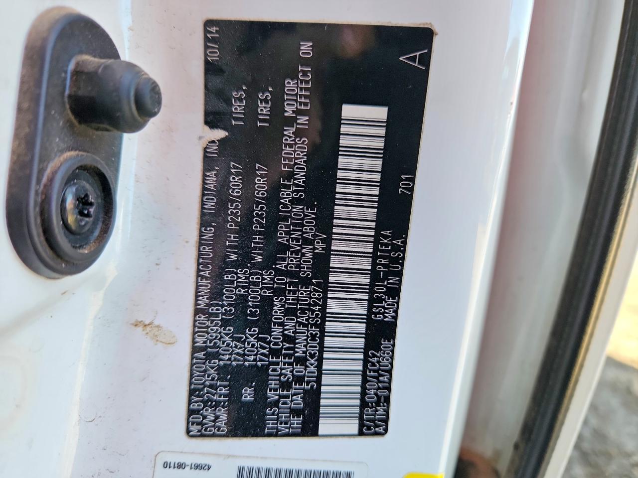 2015 TOYOTA SIENNA LE 8-PASSENGER photo 37