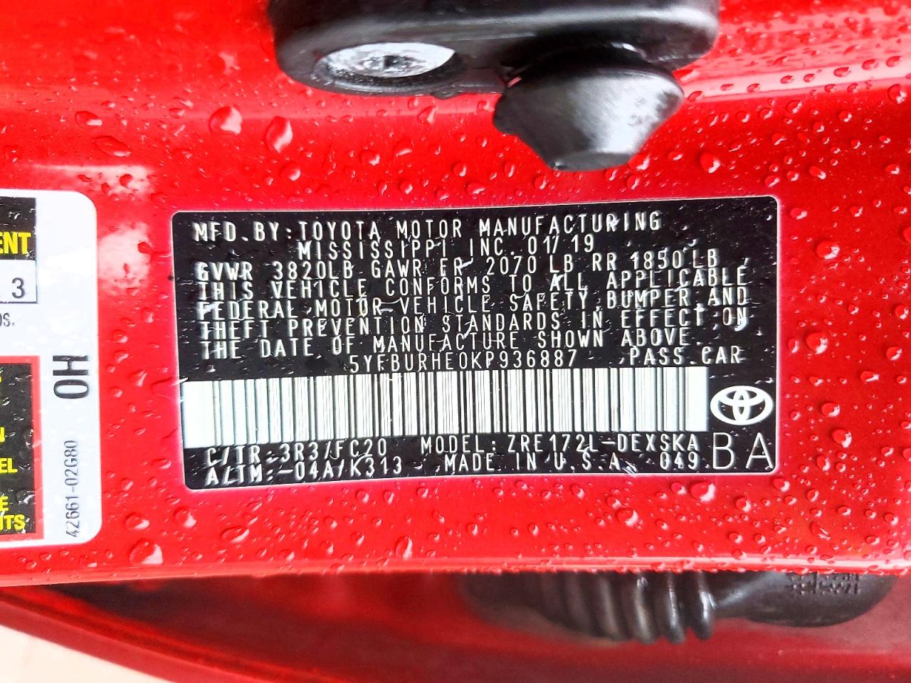 2019 TOYOTA COROLLA SE photo 34