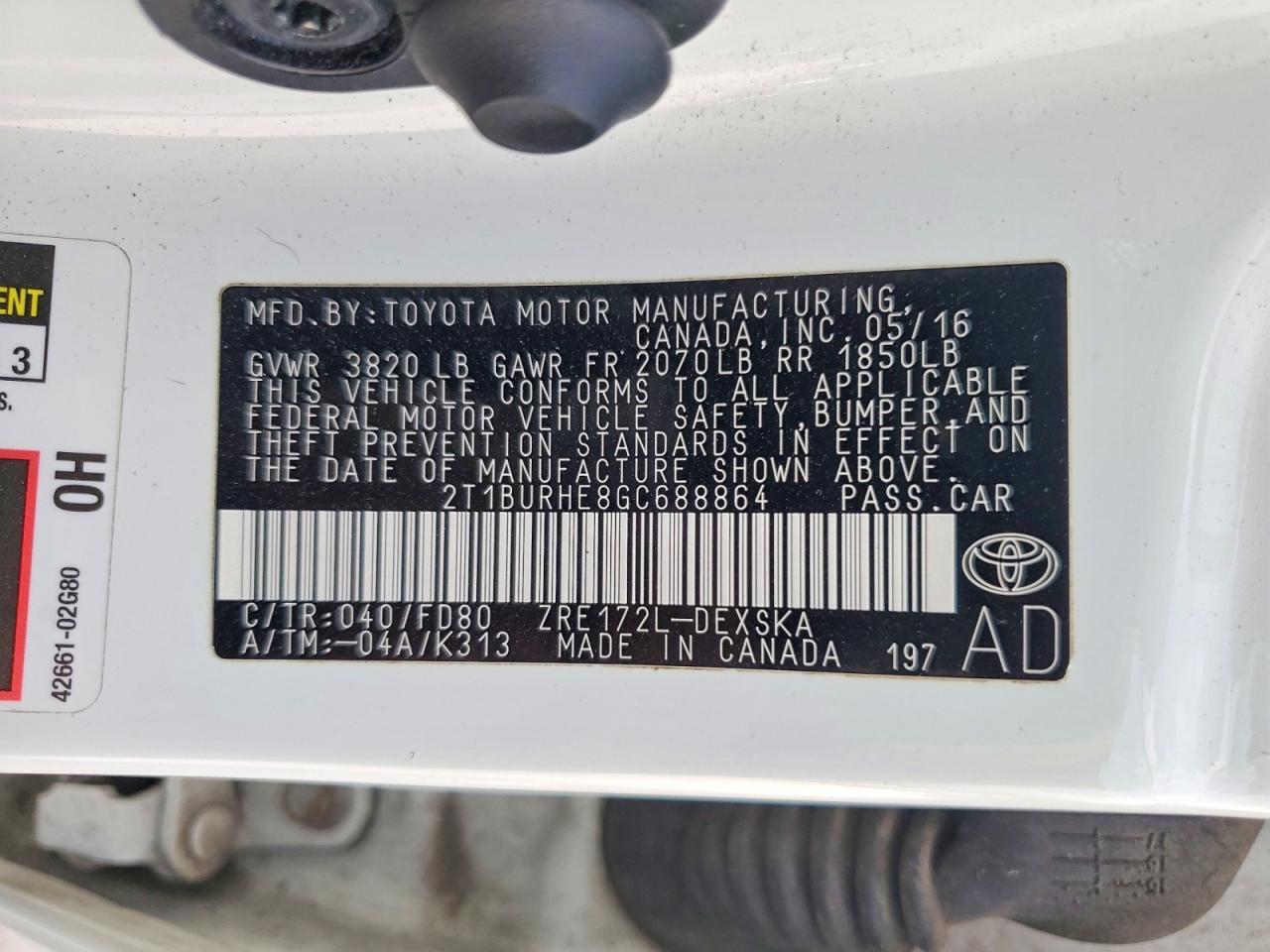 2016 TOYOTA COROLLA S PLUS photo 23