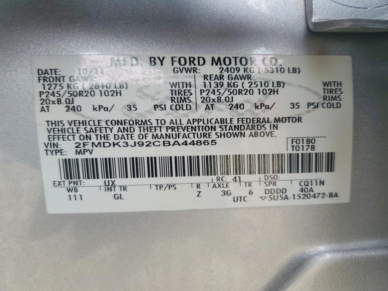 2012 FORD EDGE photo 13