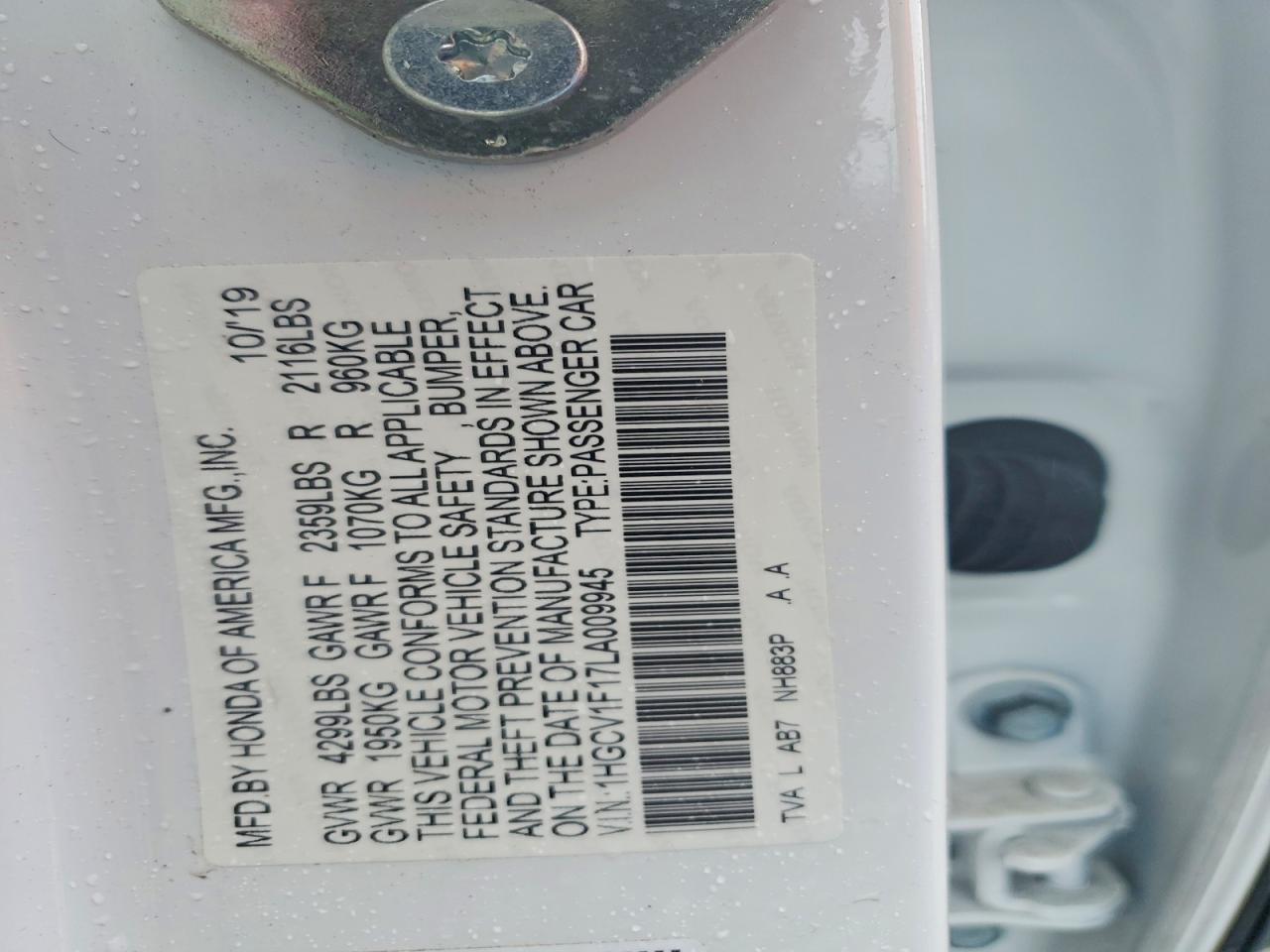 2020 HONDA ACCORD LX photo 23