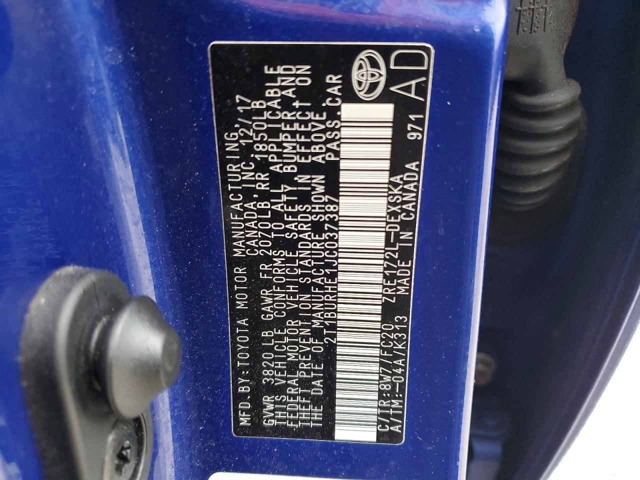 2018 TOYOTA COROLLA L photo 13