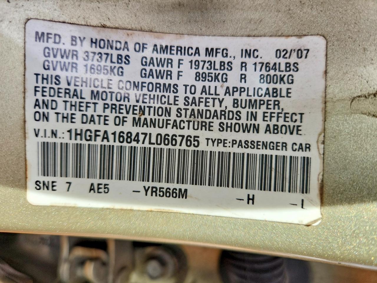 2007 HONDA CIVIC EX photo 23