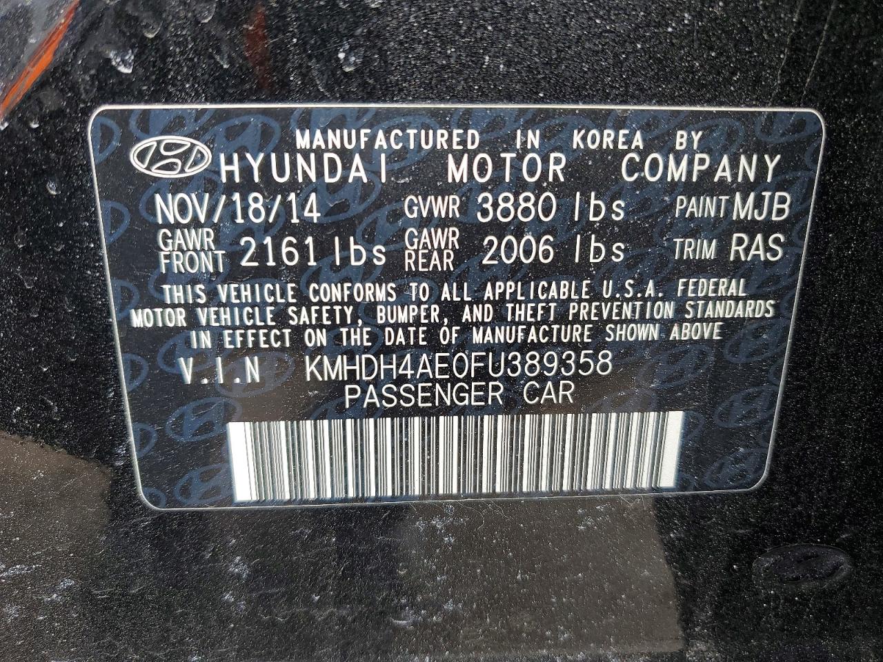 2015 HYUNDAI ELANTRA SE photo 23