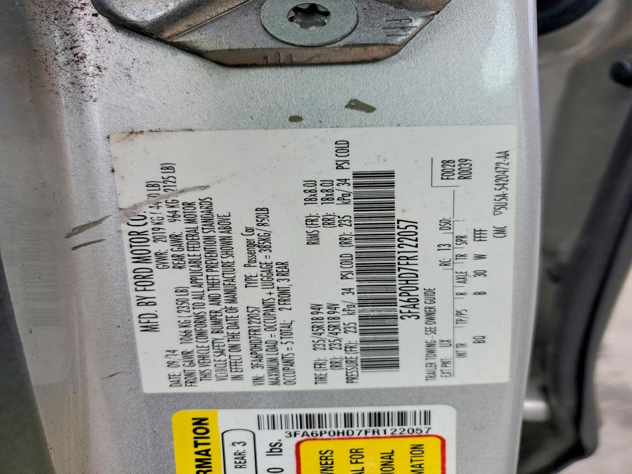 2015 FORD FUSION SE photo 23