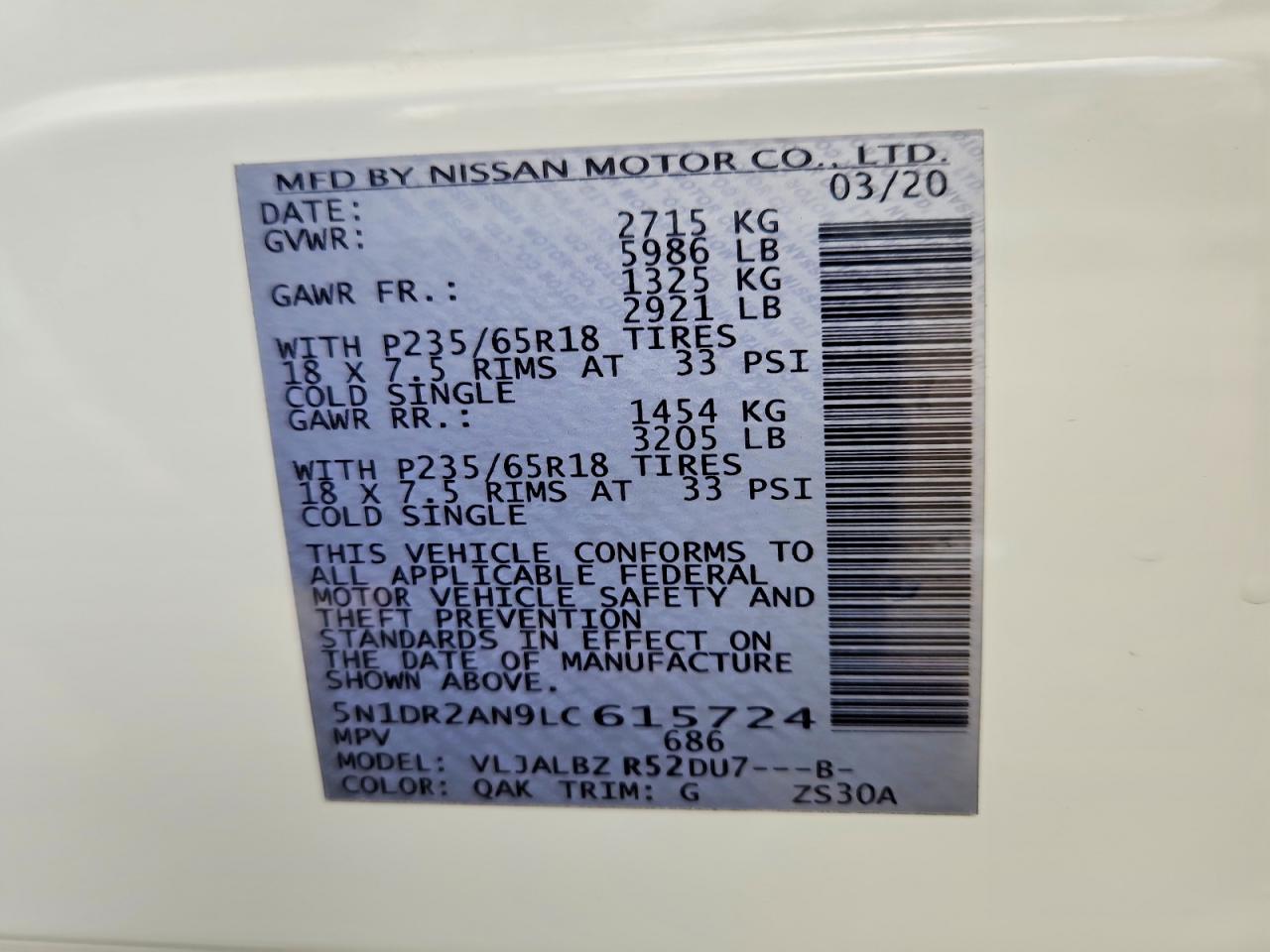 2020 NISSAN PATHFINDER S photo 40