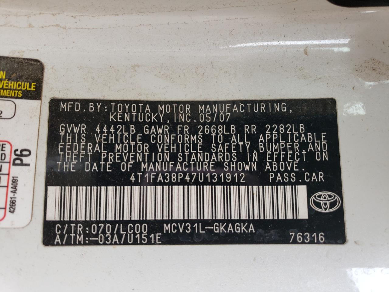 2007 TOYOTA CAMRY SOLARA SE photo 23