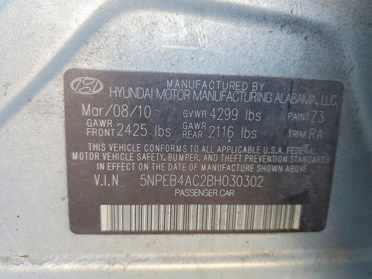 2011 HYUNDAI SONATA GLS photo 23