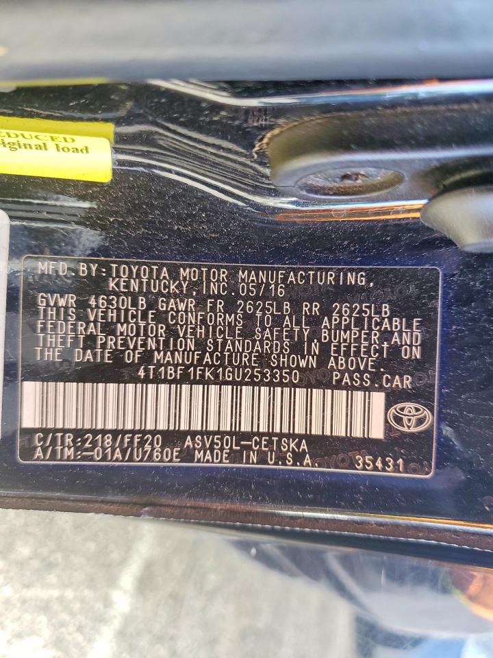 2016 TOYOTA CAMRY LE photo 34