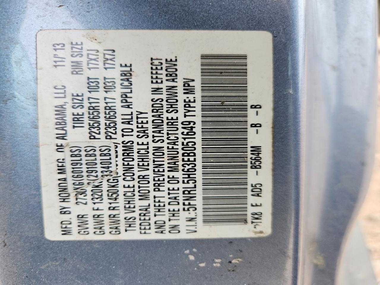 2014 HONDA ODYSSEY EXL photo 13