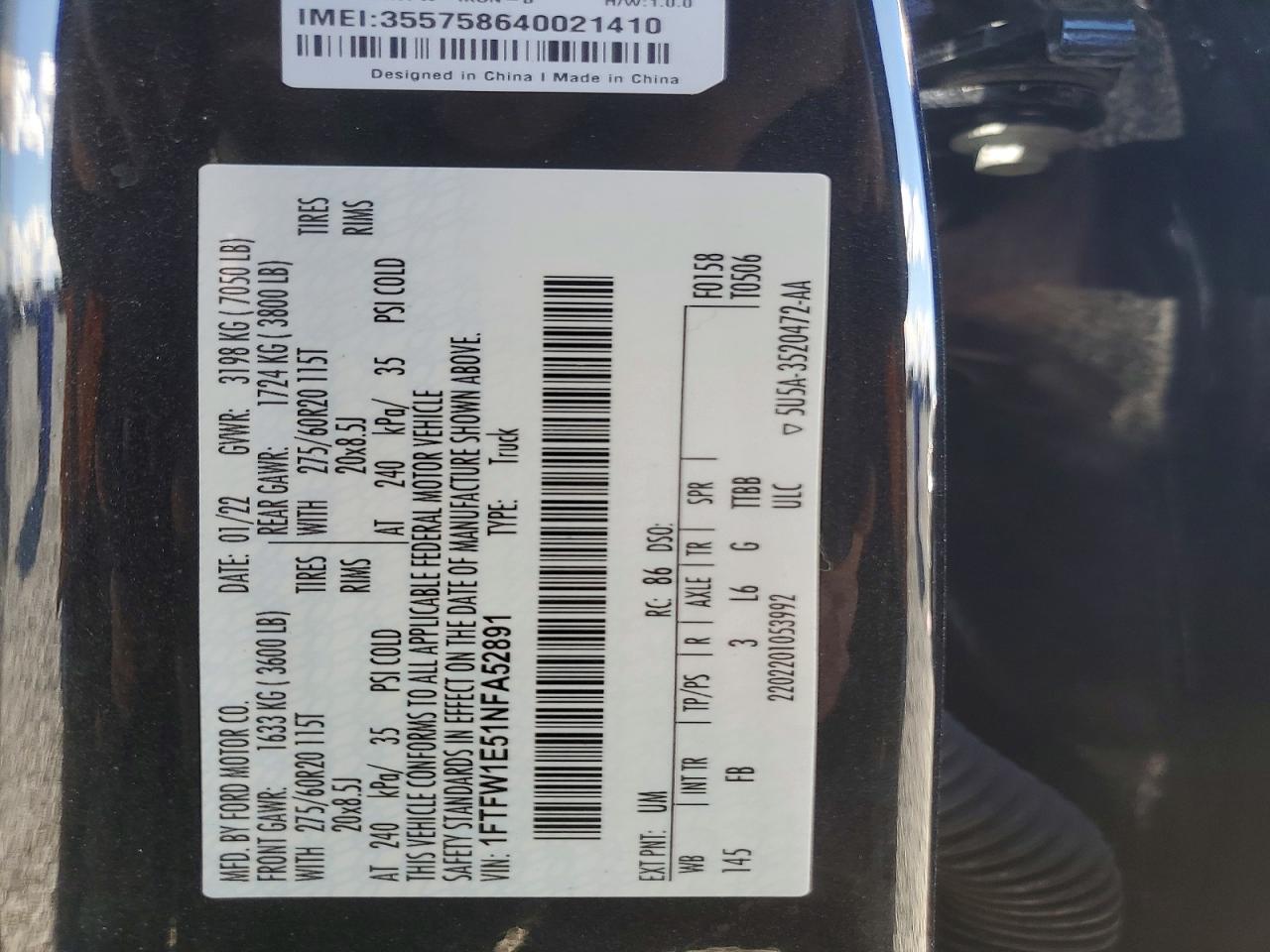 2022 FORD F150 SUPERCREW photo 12