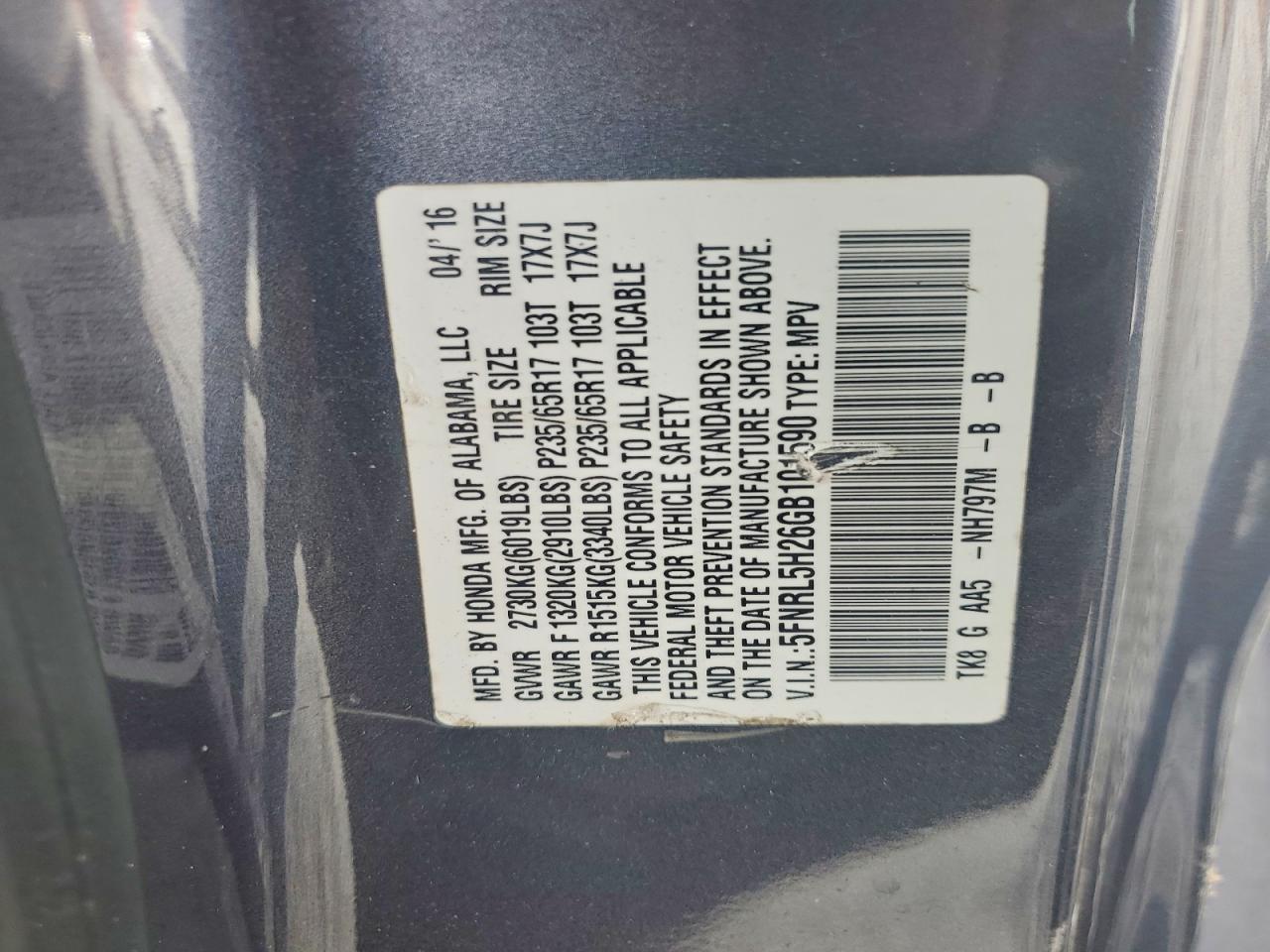 2016 HONDA ODYSSEY LX photo 25