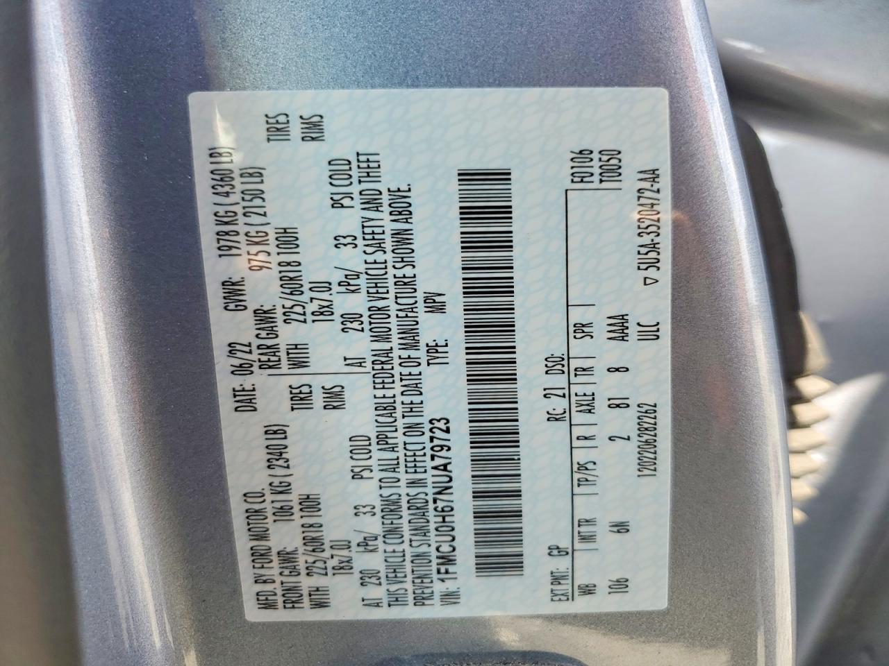2022 FORD ESCAPE SEL photo 12