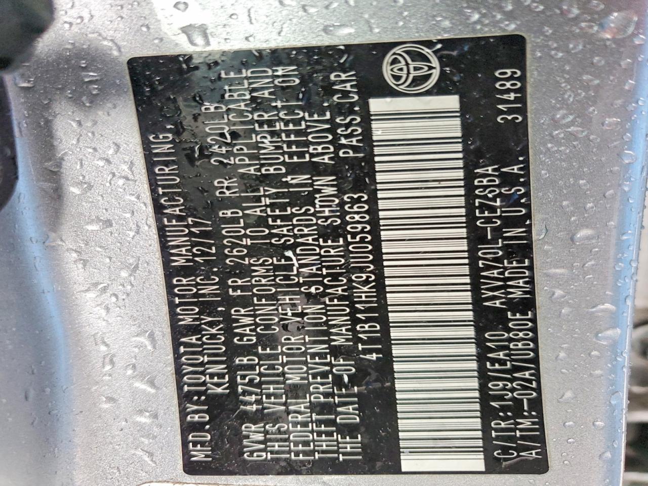 2018 TOYOTA CAMRY L photo 23