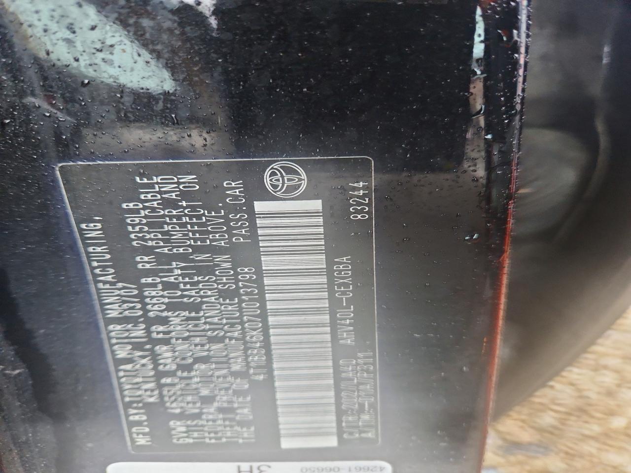 2007 TOYOTA CAMRY photo 12