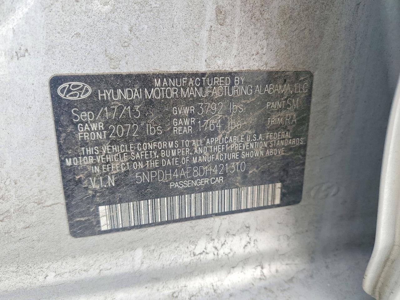 2013 HYUNDAI ELANTRA GLS photo 12