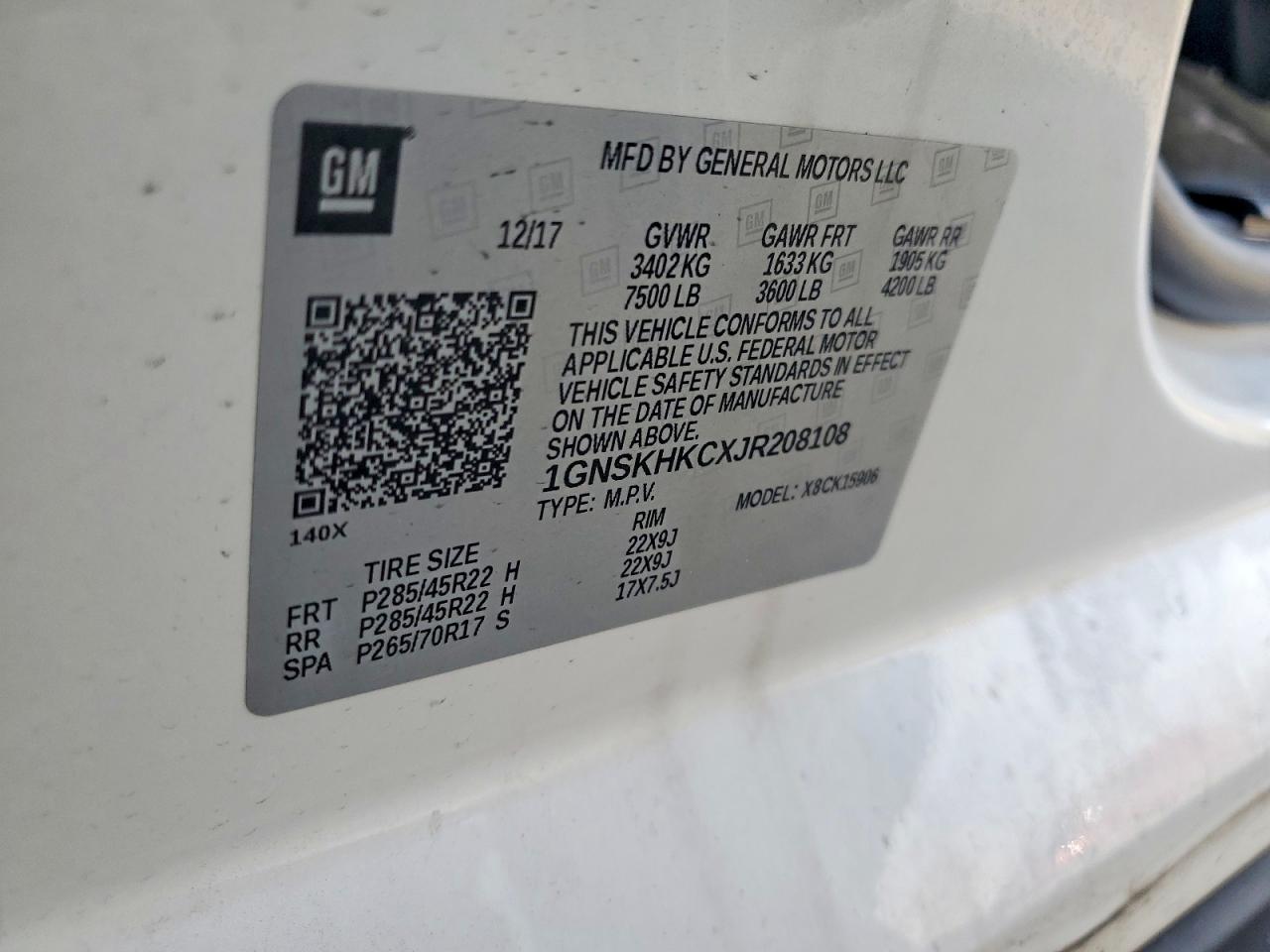 2018 CHEVROLET SUBURBAN K1500 LT photo 13