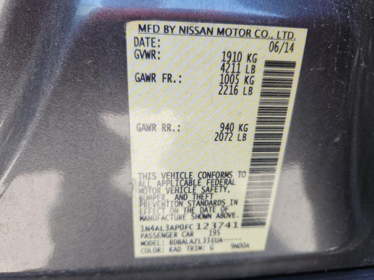 2015 NISSAN ALTIMA 2.5 photo 23