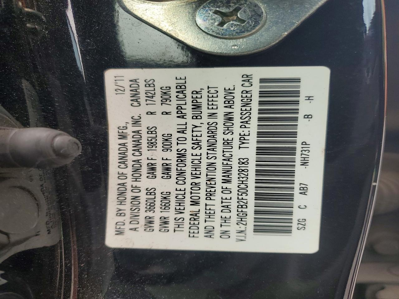 2012 HONDA CIVIC LX photo 23
