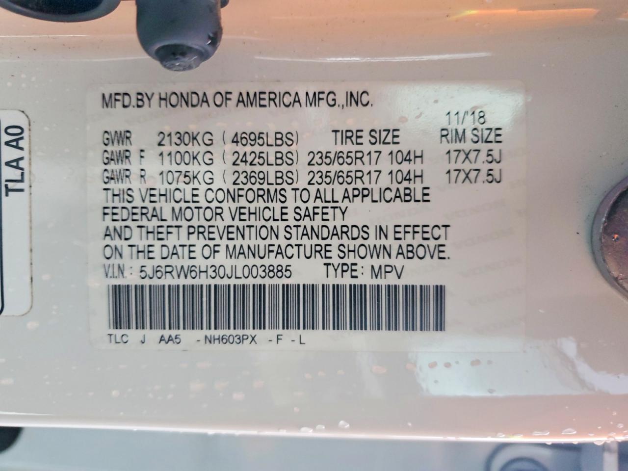 2018 HONDA CR-V LX photo 12