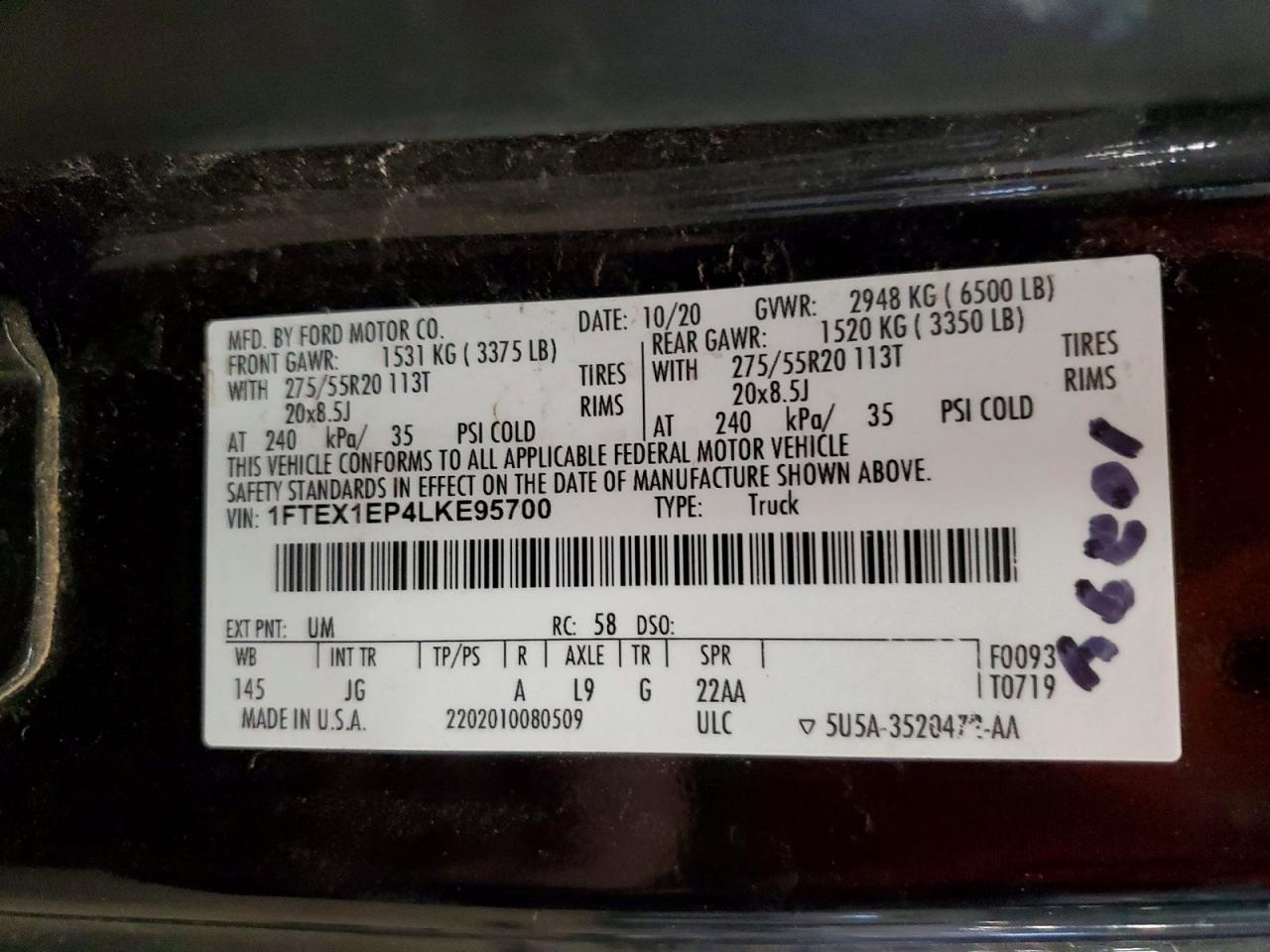 2020 FORD F150 SUPER CAB photo 34