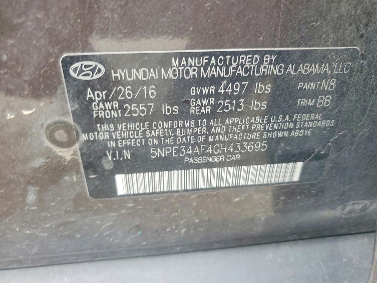 2016 HYUNDAI SONATA SPORT photo 12