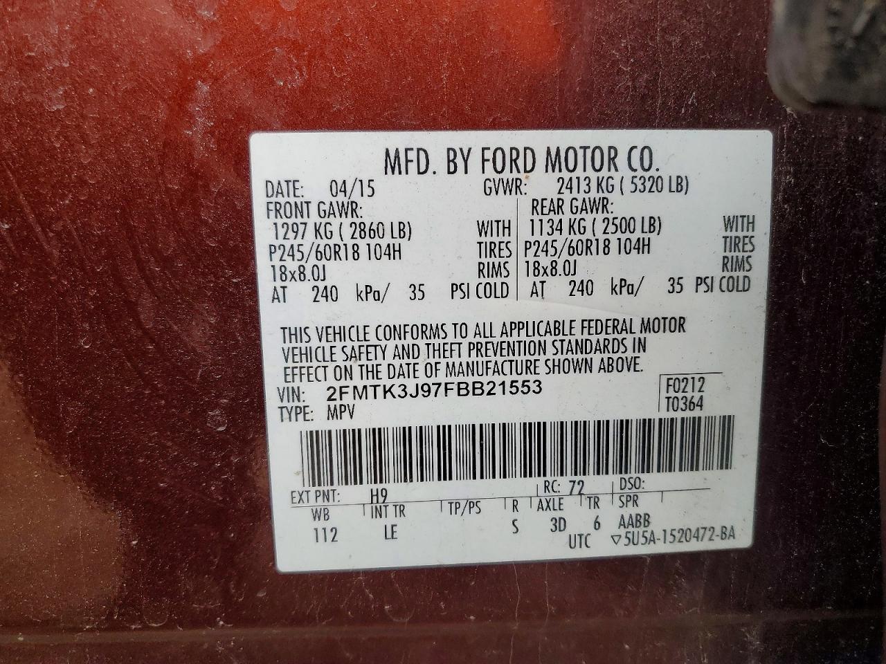 2015 FORD EDGE SEL photo 25