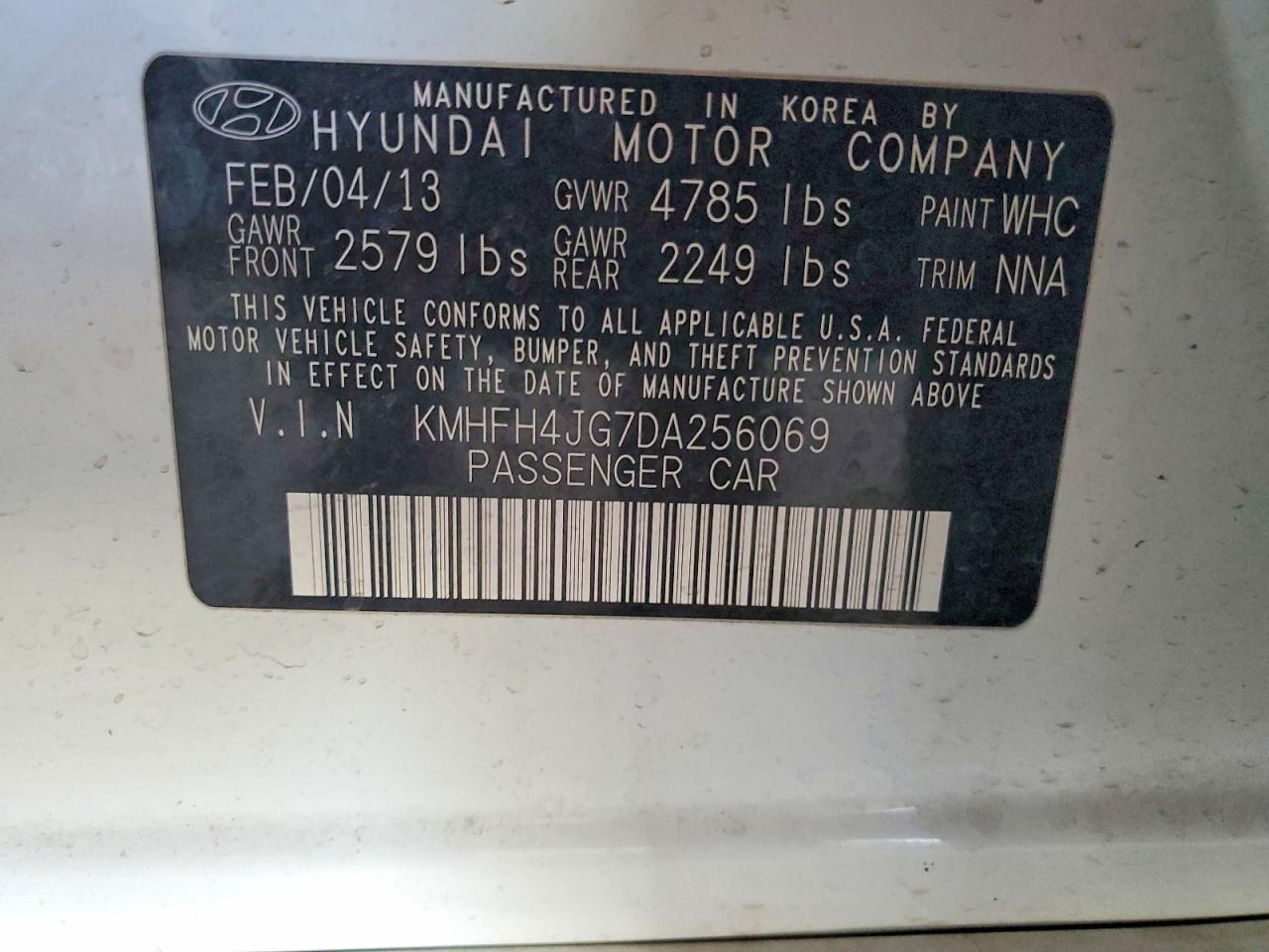 2013 HYUNDAI AZERA GLS photo 12