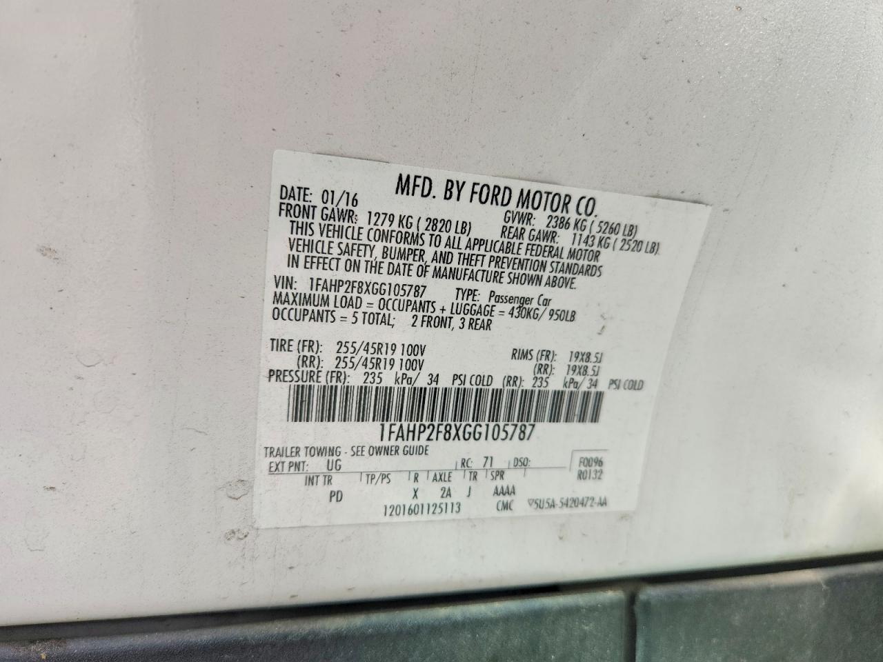 2016 FORD TAURUS LIMITED photo 37