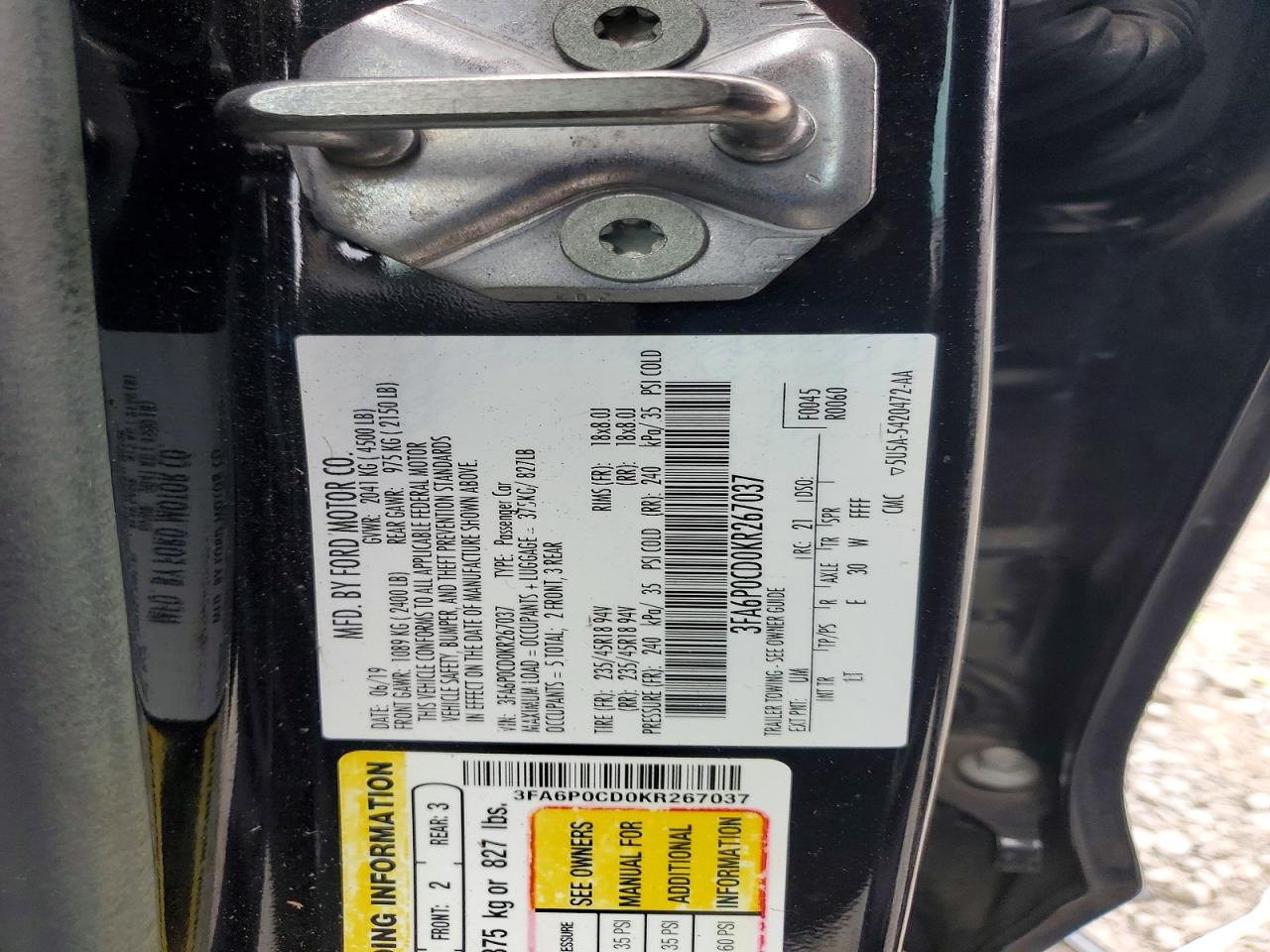 2019 FORD FUSION SEL photo 23