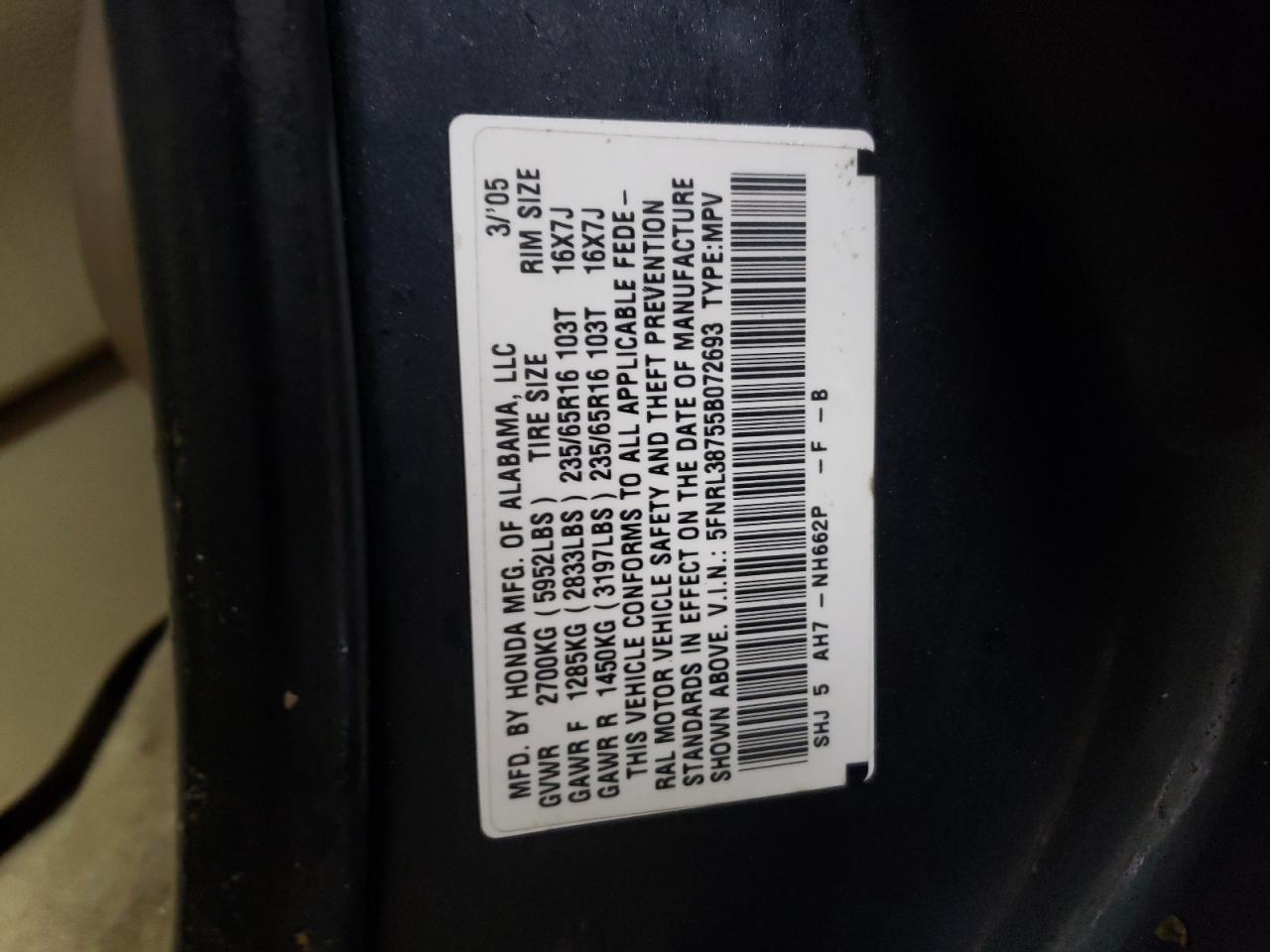 2005 HONDA ODYSSEY EXL photo 25