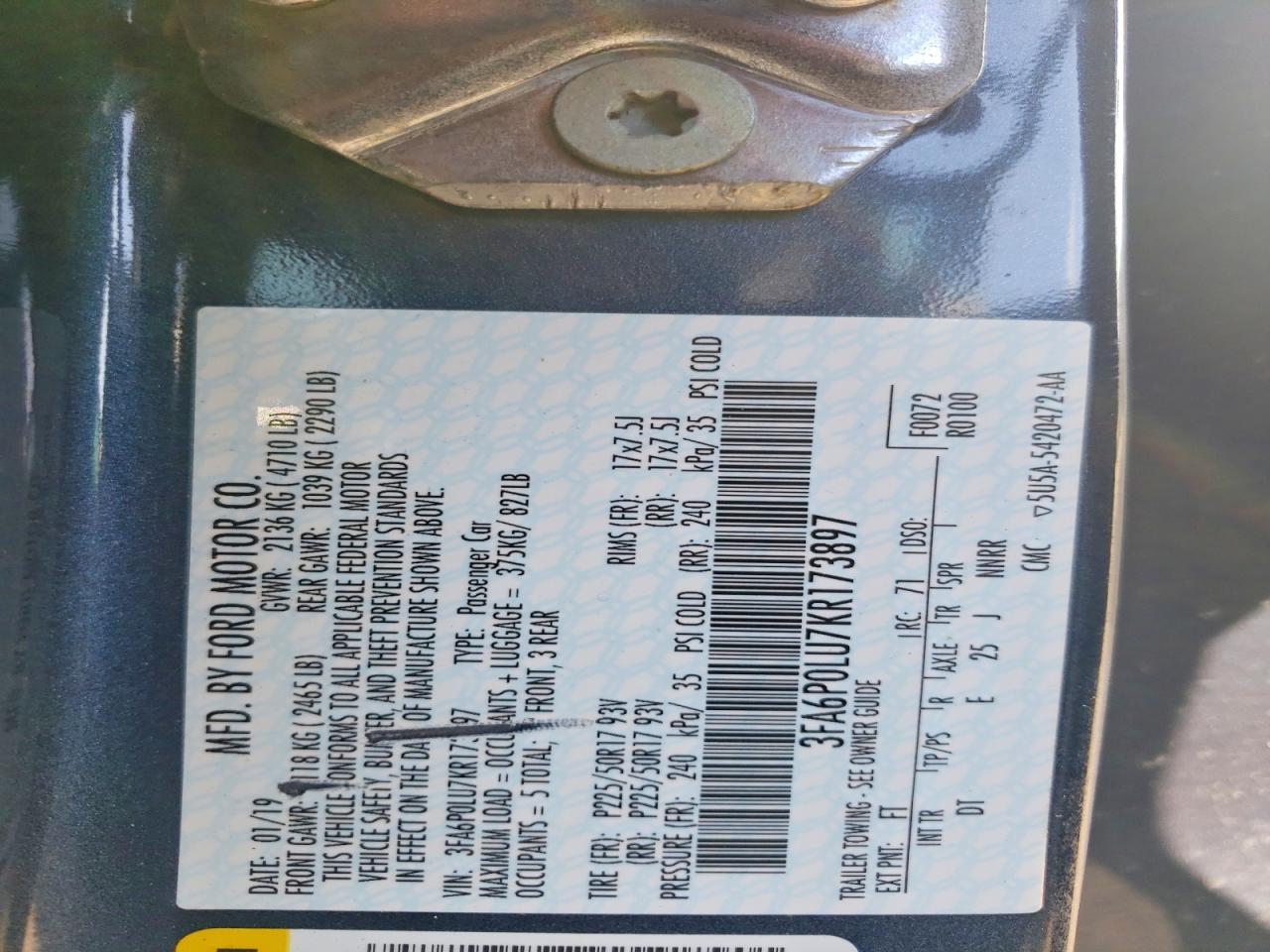 2019 FORD FUSION SE photo 25