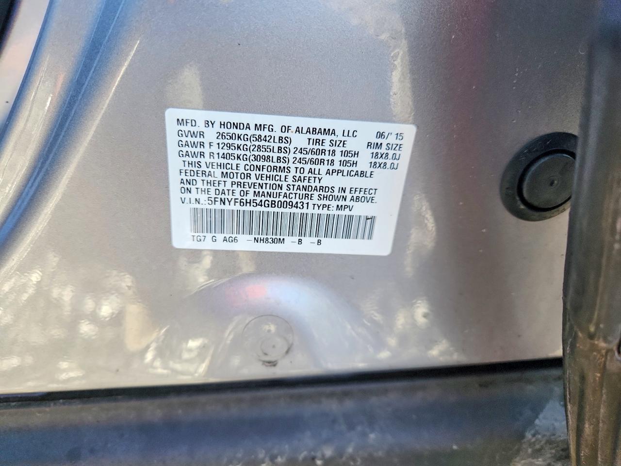 2016 HONDA PILOT EXL photo 12