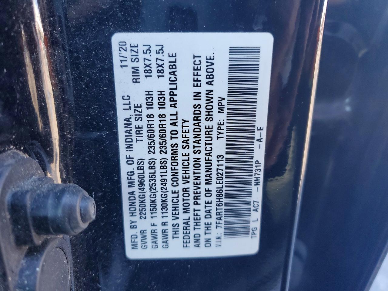 2020 HONDA CR-V EXL photo 12