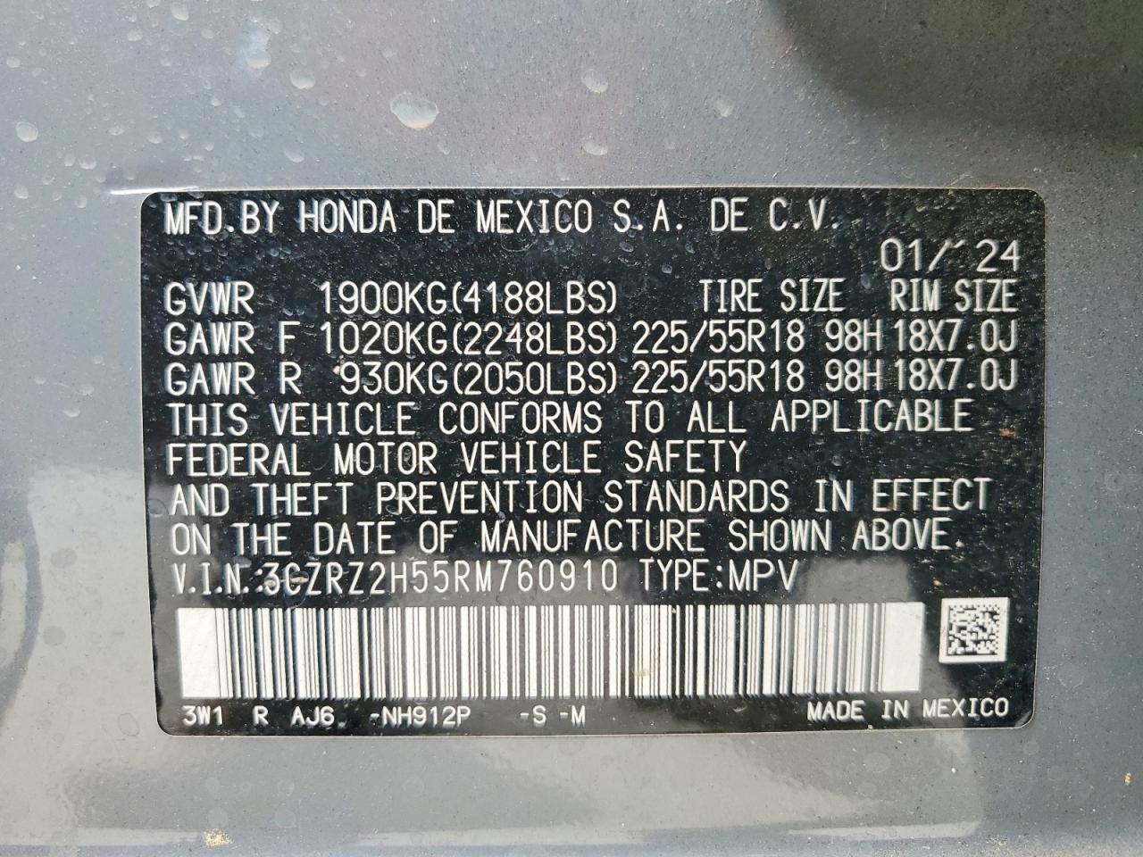 2024 HONDA HR-V SPORT photo 12