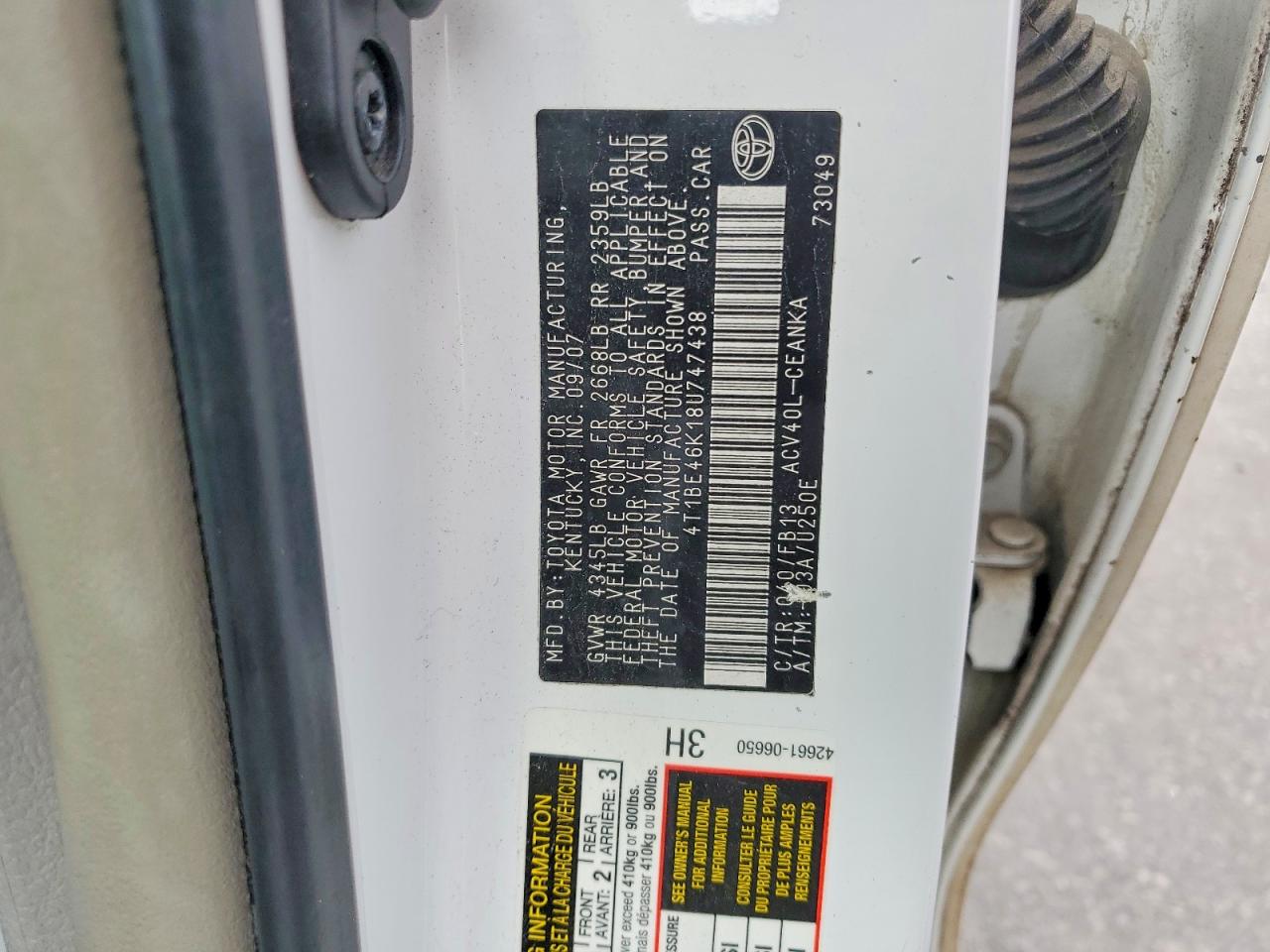 2008 TOYOTA CAMRY CE photo 23
