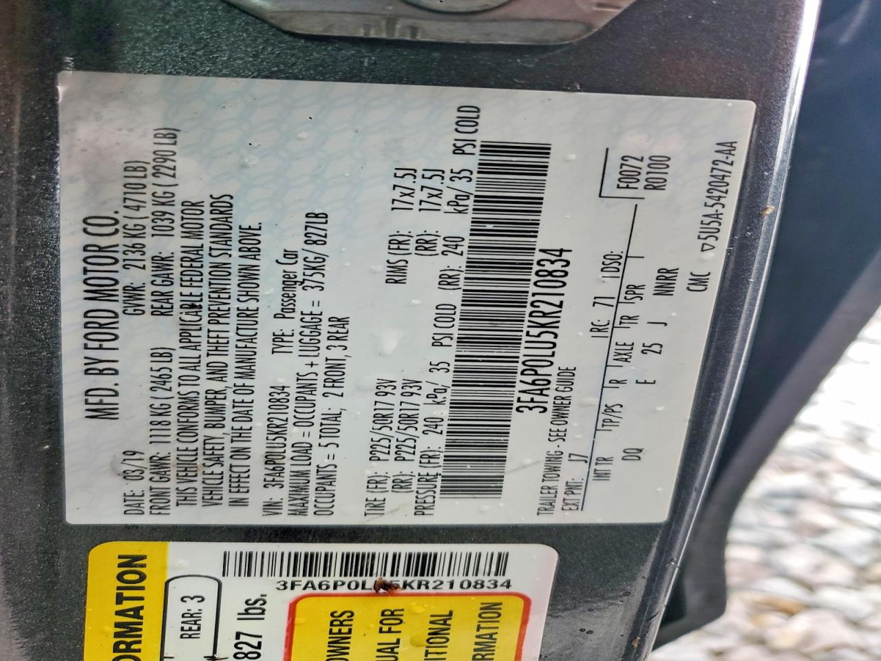 2019 FORD FUSION SE photo 23