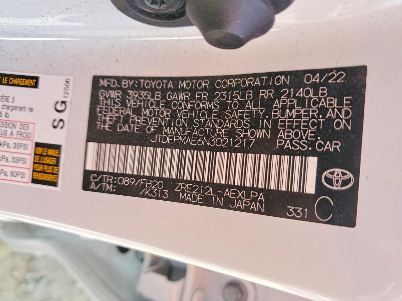 2022 TOYOTA COROLLA LE photo 34
